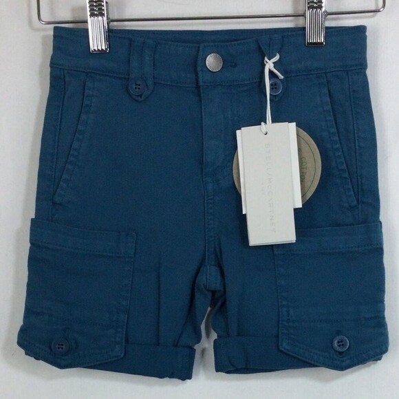 Stella McCartney Kids Cotton Stretch Cargo Denim Shorts Blue Size 4 NWT - Picture 6 of 6